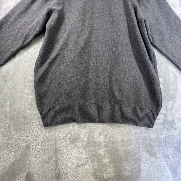 Nautica Mens L Full Zip Mock Neck Cardigan Sweater Gray Horizontal Rib Pockets - Picture 10 of 12